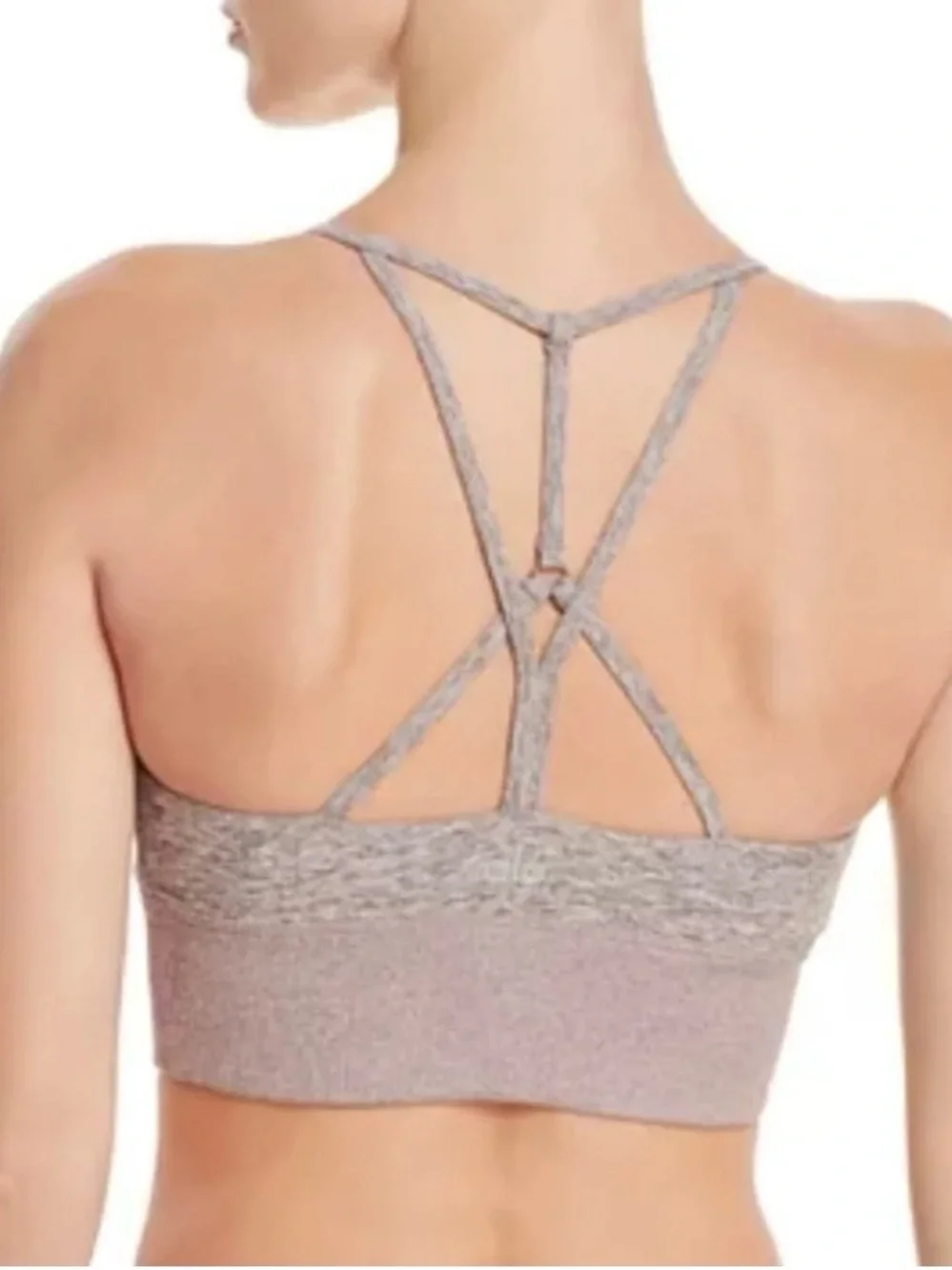 Alo Yoga Lush Alosoft Strappy Sports Bra Mauve Pink Heather Size XS